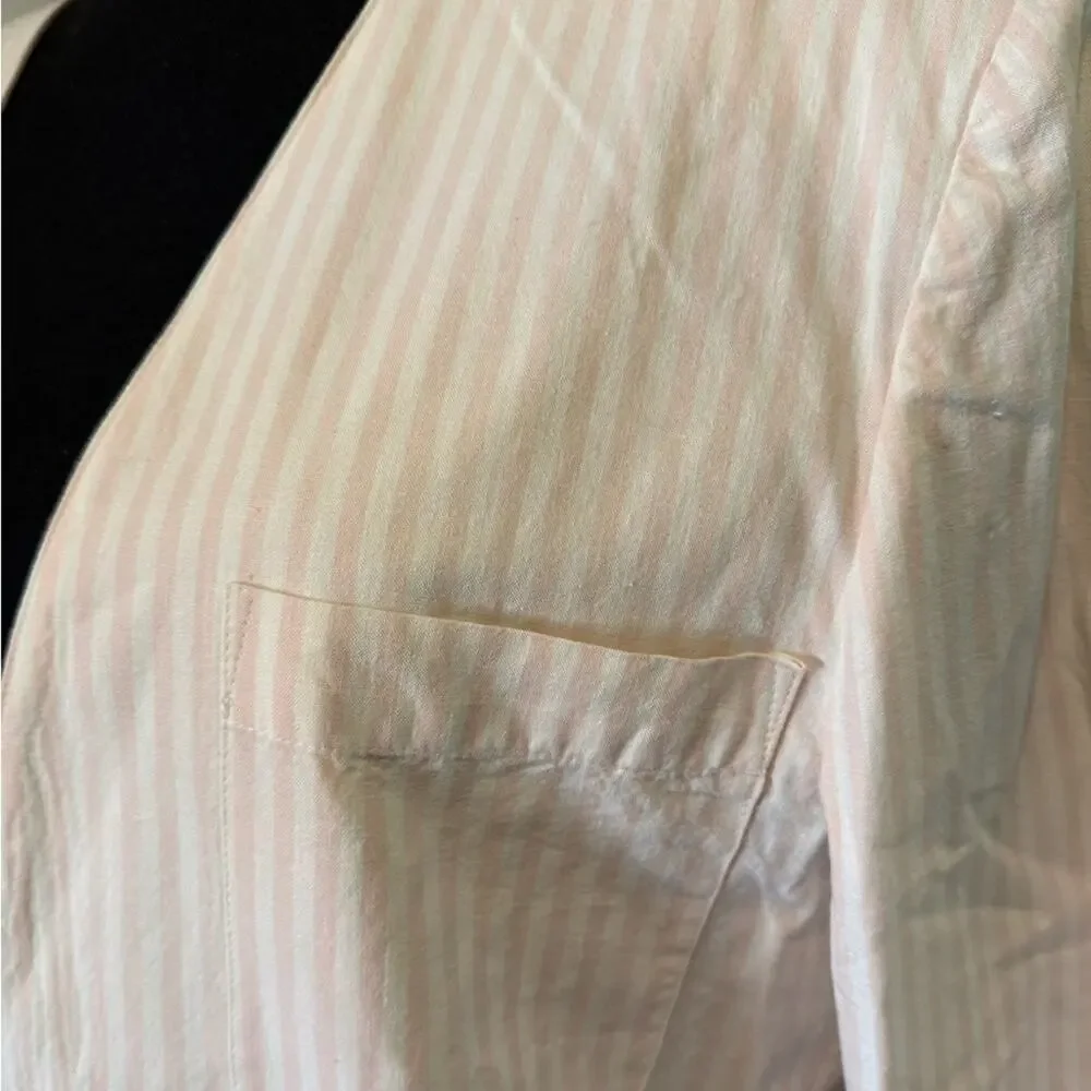 Vintage 80s Mondi Pink and Cream Cotton Striped Blazer size 40